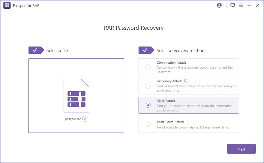 برنامج Passper for RAR  لاستعادة كلمات المرور المفقودة لملفات RAR