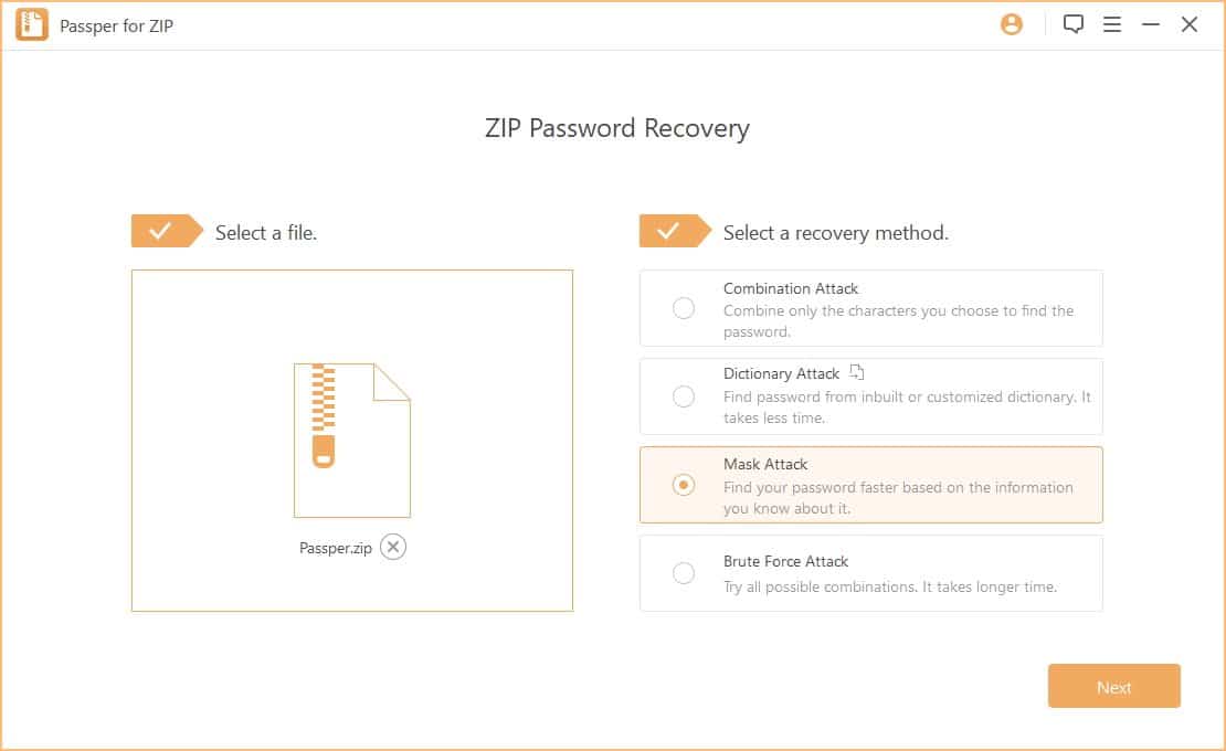 برنامج Passper for ZIP  لاستعادة كلمات المرور المفقودة لملفات ZIP