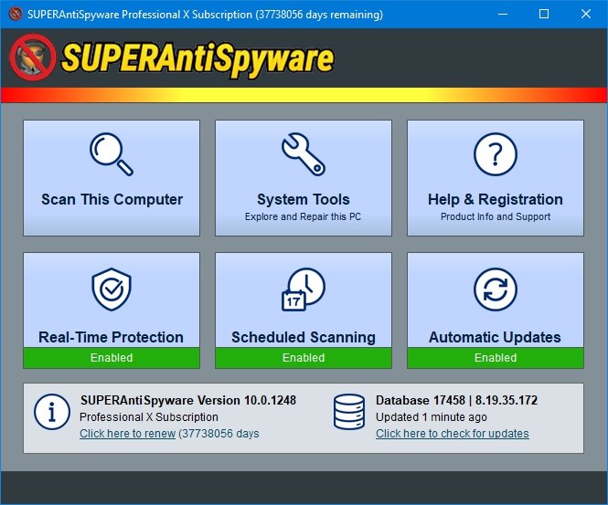 برنامج SUPERAntiSpyware Professional X  للحماية من التجسس