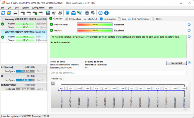 برنامج Hard Disk Sentinel Pro لصيانة الهارديسك