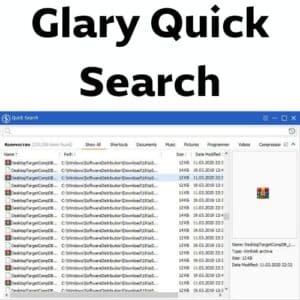 برنامج Glary Quick Search للبحث عن الملفات