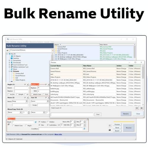 برنامج Bulk Rename Utility لإعادة تسمية الملفات
