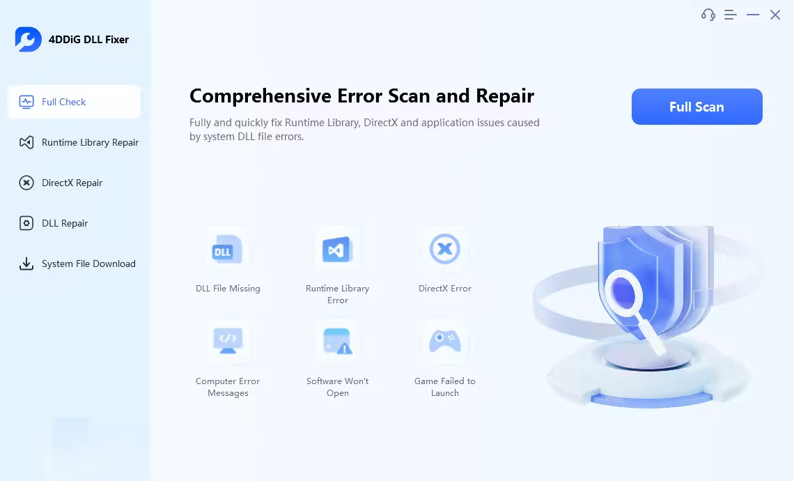 برنامج 4DDiG DLL Fixer  لإصلاح جميع أنواع أخطاء DLL للويندوز