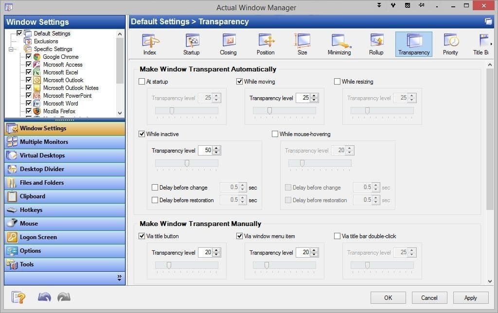 برنامج Actual Window Manager  لإدارة نوافذ الويندوز