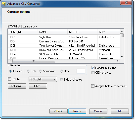 برنامج Advanced CSV Converter لتحويل ملفات CSV