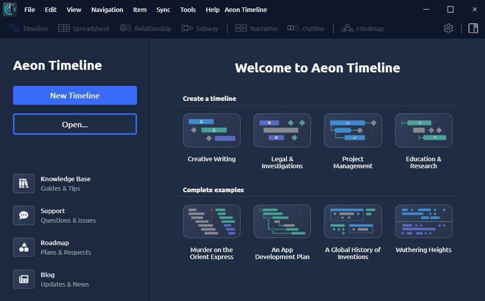 برنامج Aeon Timeline  لإدارة وتنظيم المشاريع