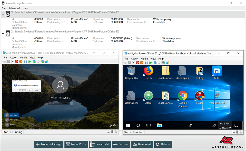 برنامج Arsenal Image Mounter Pro  لتشغيل الاسطوانات والأنظمة الوهمية