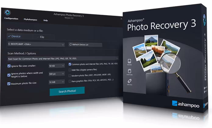 برنامج Ashampoo Photo Recovery  لاستعادة الصور المحذوفة