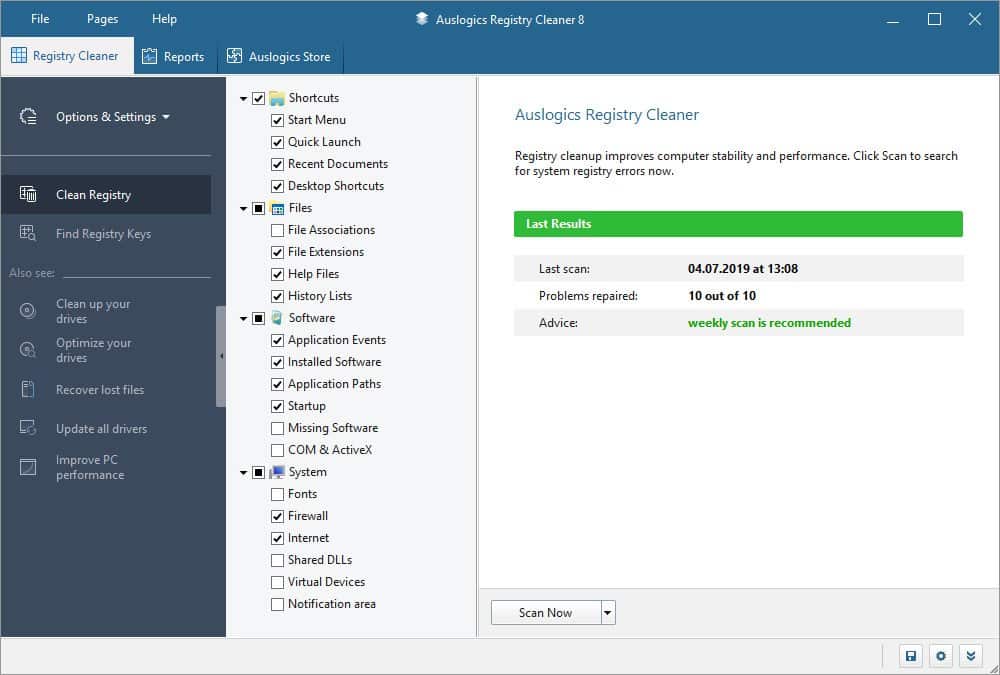 برنامج Auslogics Registry Cleaner Professional  لتسريع وصيانة الويندوز
