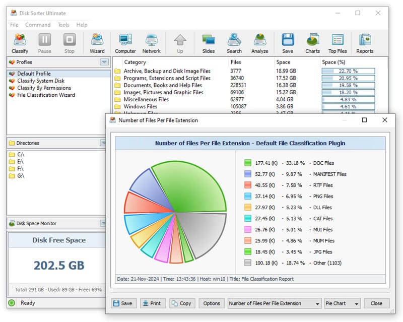 برنامج Disk Sorter  لتصنيف وإدارة الملفات