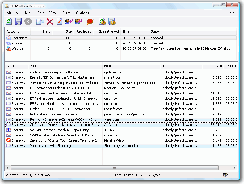 برنامج EF Mailbox Manager  لإدارة وتنظيم البريد الإلكتروني