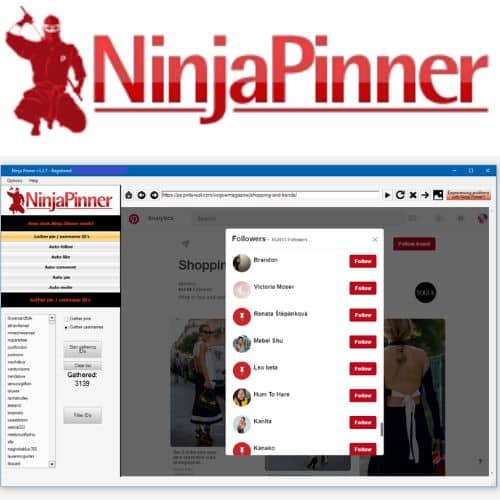 برنامج Ninja Pinner  للتسويق على بنترست