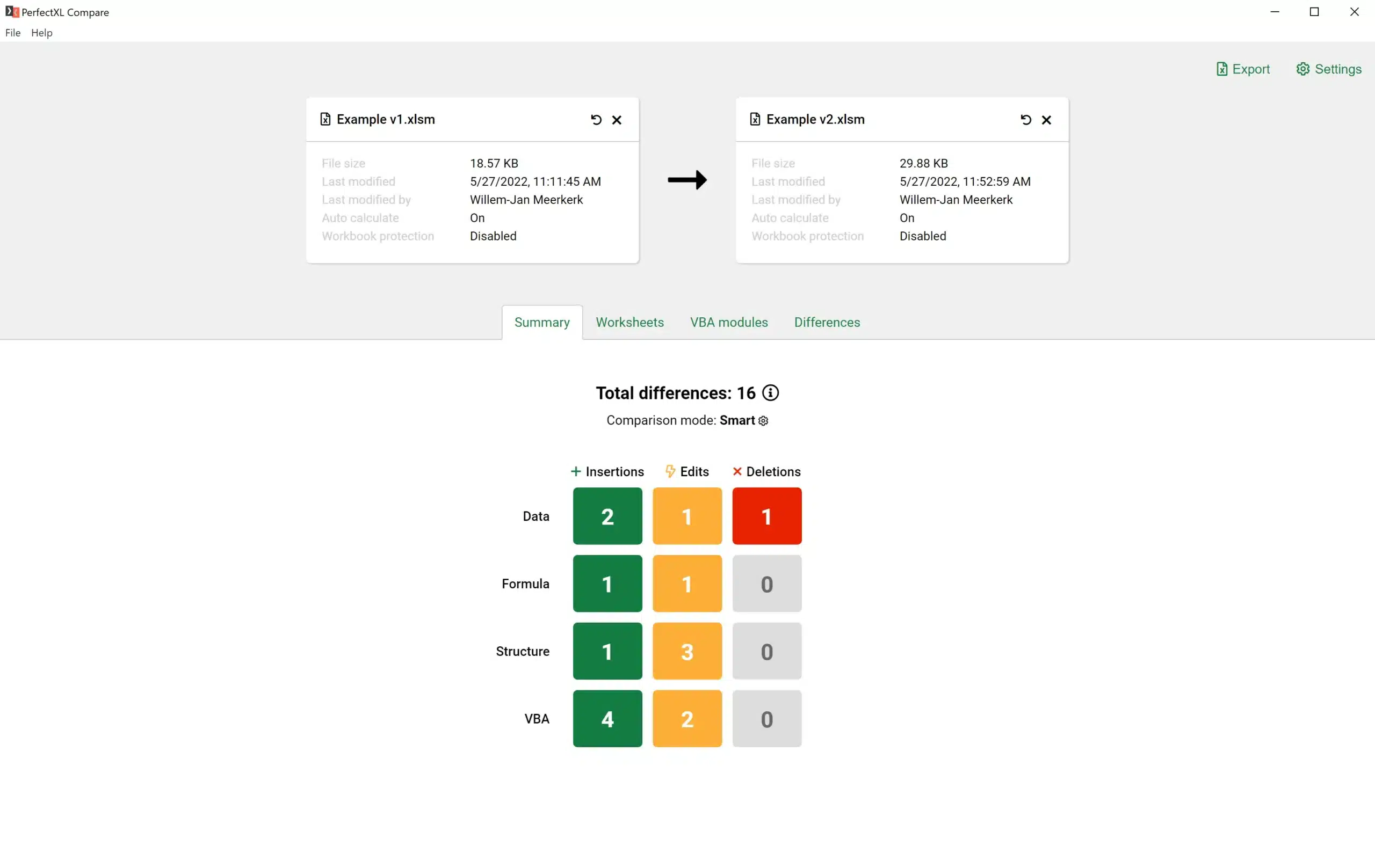 برنامج PerfectXL Compare  للمقارنة بين ملفات إكسيل