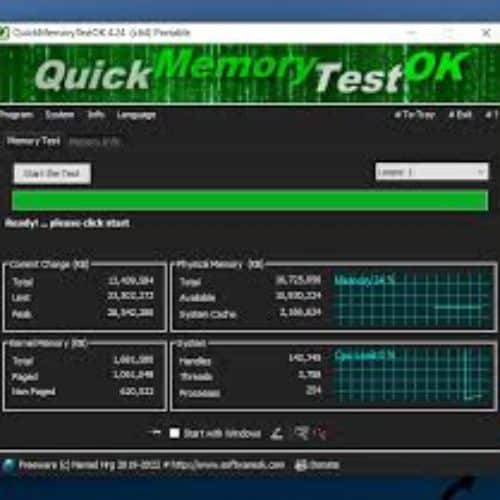 برنامج QuickMemoryTestOK  لاختبار الرام وتحسين أدائها