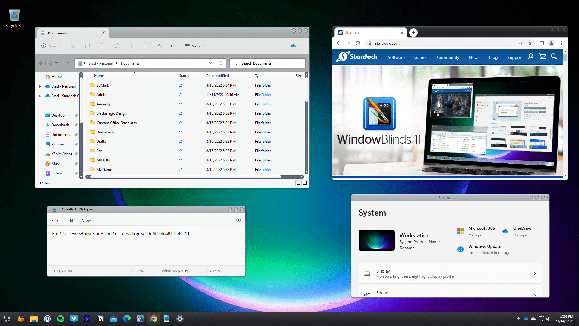 برنامج Stardock WindowBlinds  لتغيير شكل الويندوز