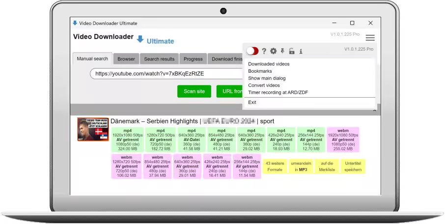 برنامج Video Downloader Ultimate  لتحميل الفيديوهات من الإنترنت