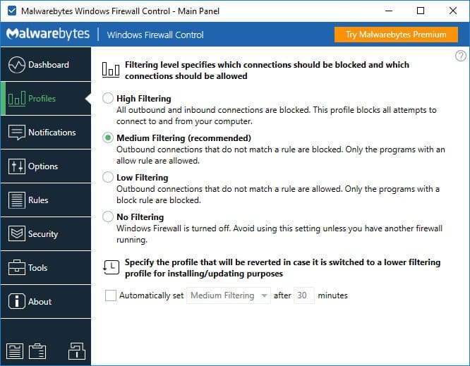 برنامج Windows Firewall Control للتحكم في الجدار الناري للويندوز