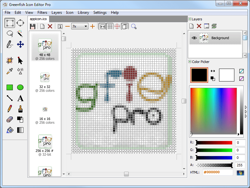 برنامج greenfish icon editor pro  لإنشاء وتعديل الايقونات