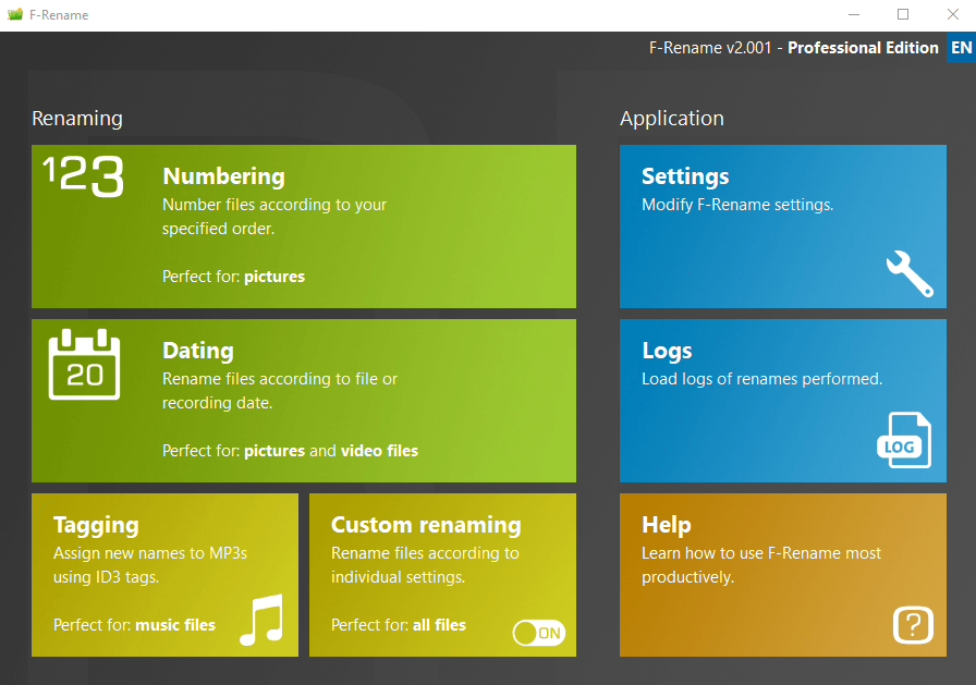 برنامج F-Rename Professional  لإعادة تسمية الملفات