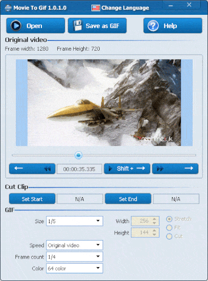 برنامج Movie To GIF  لتحويل مقاطع الفيديو إلى صور GIF