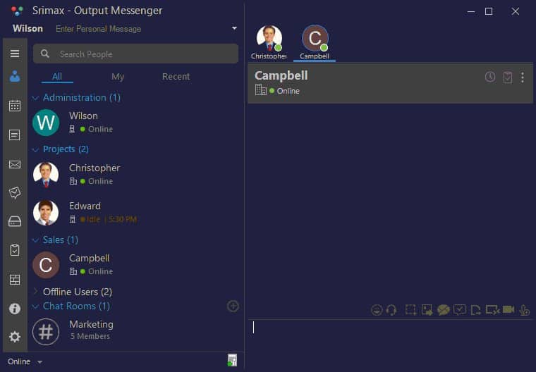 برنامج Output Messenger Server  للتواصل الداخلى بين الموظفين وأعضاء الفريق
