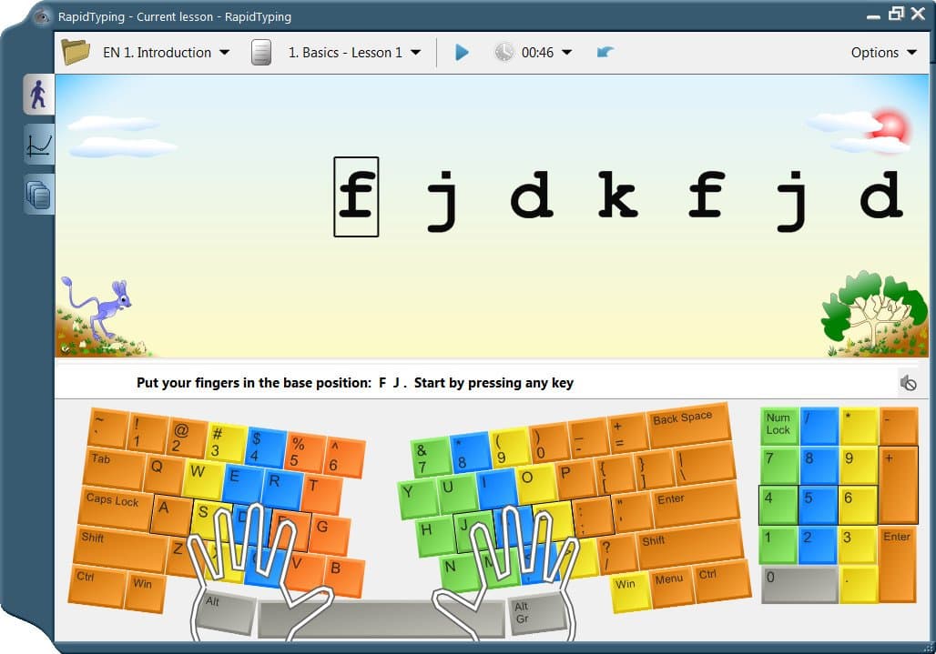 برنامج Rapid Typing Tutor  للتدريب على سرعة الكتابة على لوحة المفاتيح