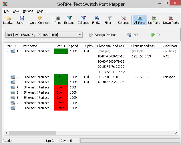 برنامج SoftPerfect Switch Port Mapper  لإدارة شبكات الإنترنت