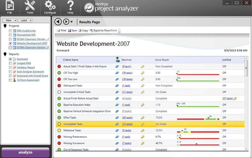 برنامج Steelray Project Analyzer  لتحليل البيانات