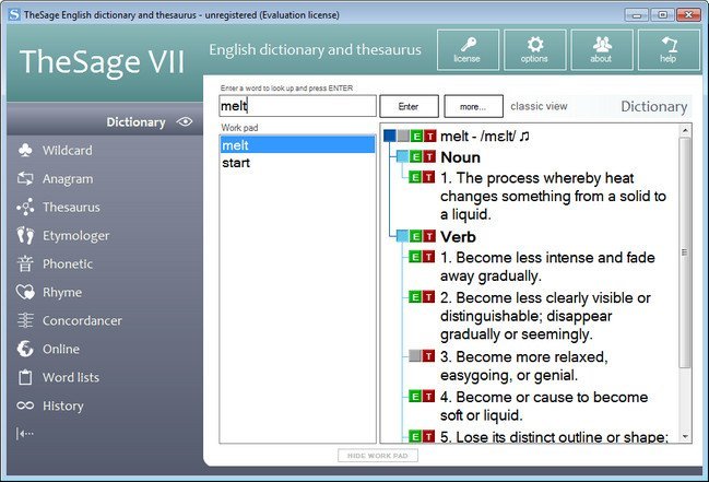 برنامج TheSage  قاموس لتعلم اللغة الإنجليزية