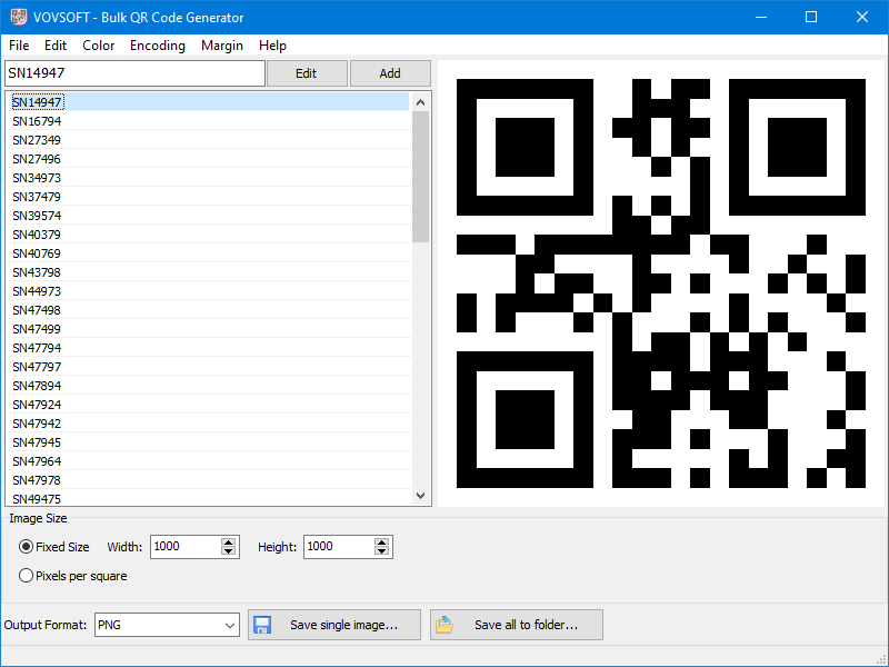 برنامج VovSoft Bulk QR Code Generator  لإنشاء رموز QR