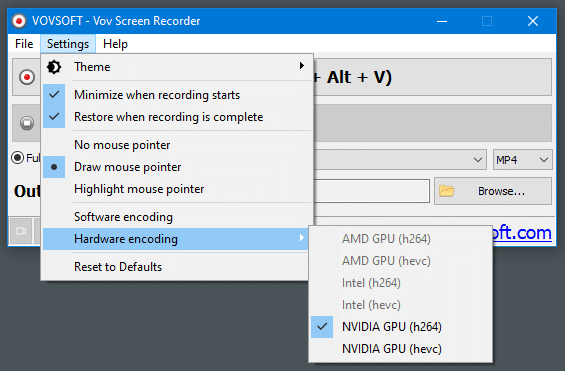 برنامج VovSoft Screen Recorder  لتصوير الشاشة