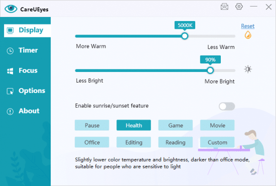 برنامج CareUEyes Pro لحماية العين 