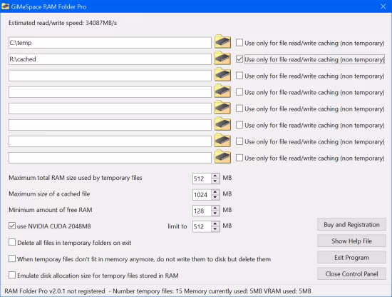 برنامج GiMeSpace RAM Folder Pro لتسريع عمليات قراءة وكتابة الملفات