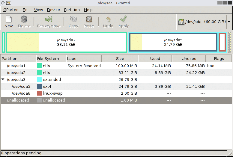 برنامج Gnome Partition Editor لإدارة وتقسيم الأقراص الصلبة