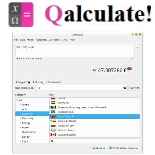 برنامج Qalculate آلة حاسبة مميزة