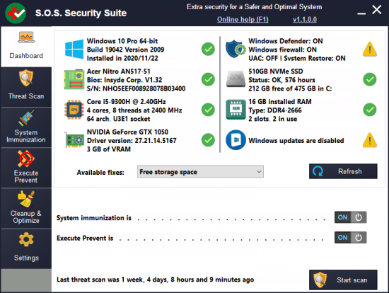 برنامج S.O.S Security Suite للحماية من البرامج الضارة