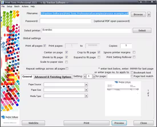 برنامج Traction Software Print Tonic Professional للتحكم في طباعة المستندات