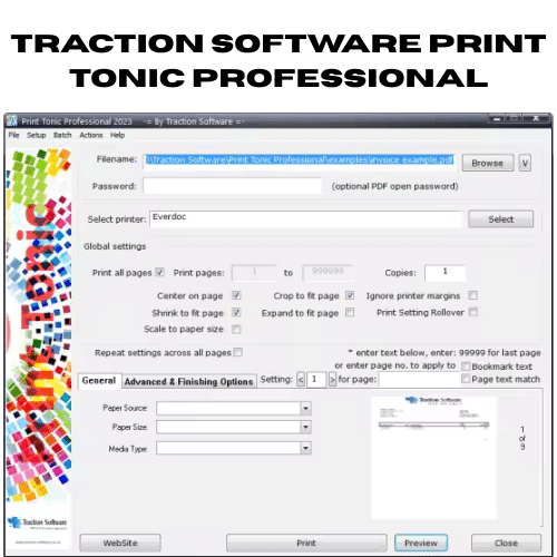برنامج Traction Software Print Tonic Professional للتحكم في طباعة المستندات