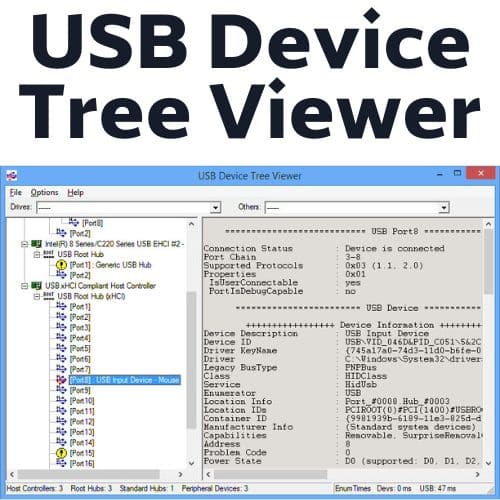 برنامج USB Device Tree Viewer لإدارة اتصالات USB