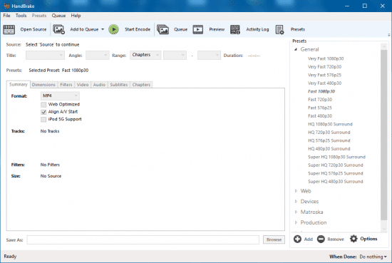 برنامج HandBrake  لتحويل صيغ الفيديو