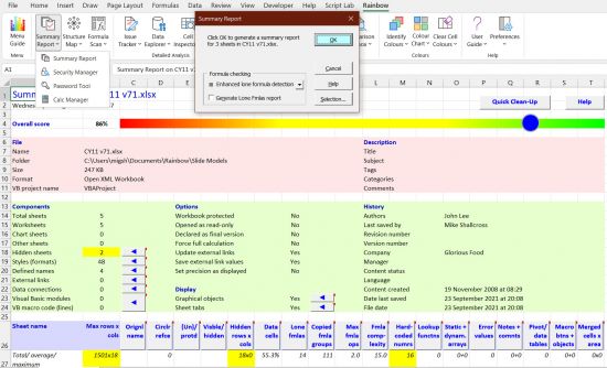 برنامج Rainbow Analyst add-in Professional  تحليل جداول البيانات المعقدة