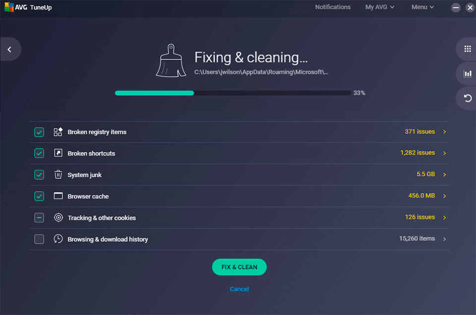 برنامج AVG Clear لإزالة جميع مكوناته من الكمبيوتر الخاص بك