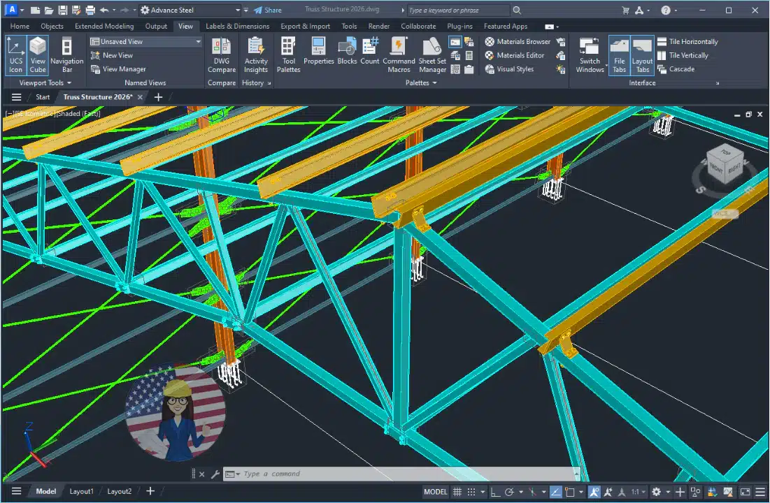 برنامج Autodesk Advance Steel 2026 ثلاثي الأبعاد (3D)