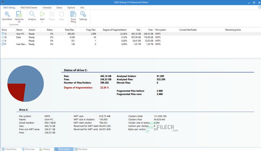 برنامج O&O Defrag Professional Server لإلغاء تجزئة وتحسين محركات الأقراص