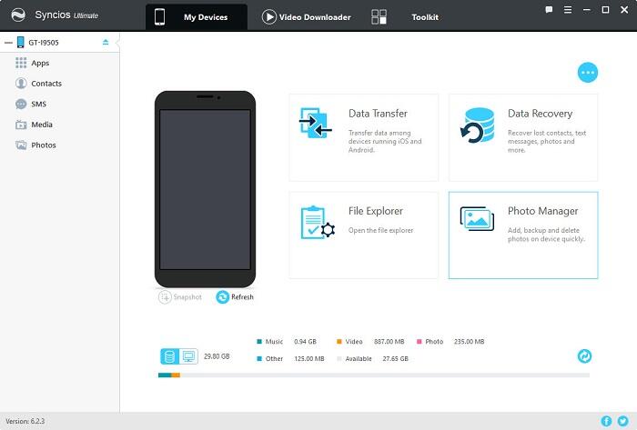 برنامج Syncios Mobile Manager لإدارة بيانات الهواتف الذكية