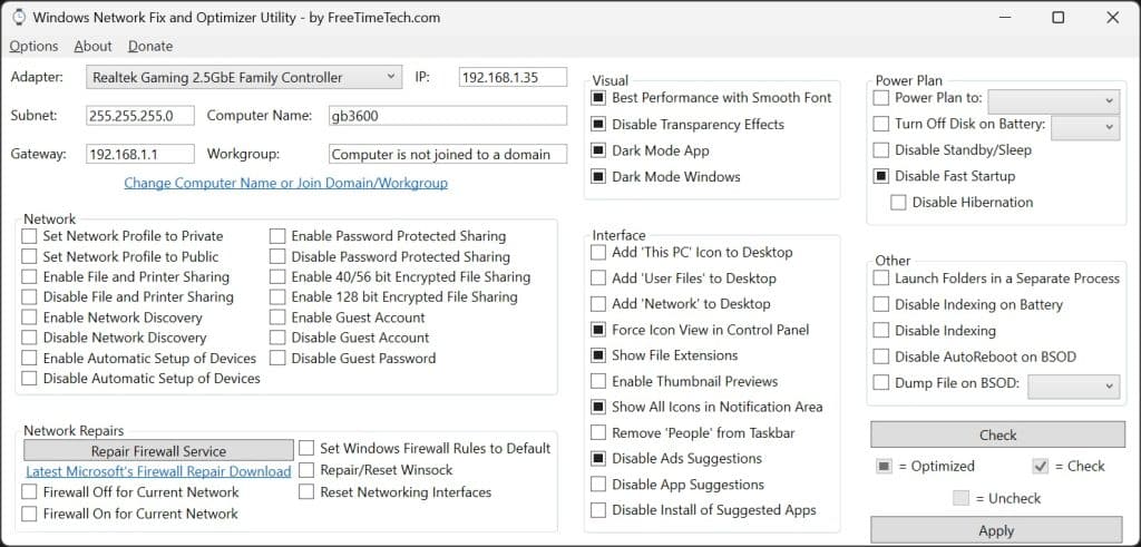 برنامج Windows 10 Network Fix and Optimizer Utility مصممة لإصلاح وتحسين مشاكل الاتصال بالشبكة والإنترنت