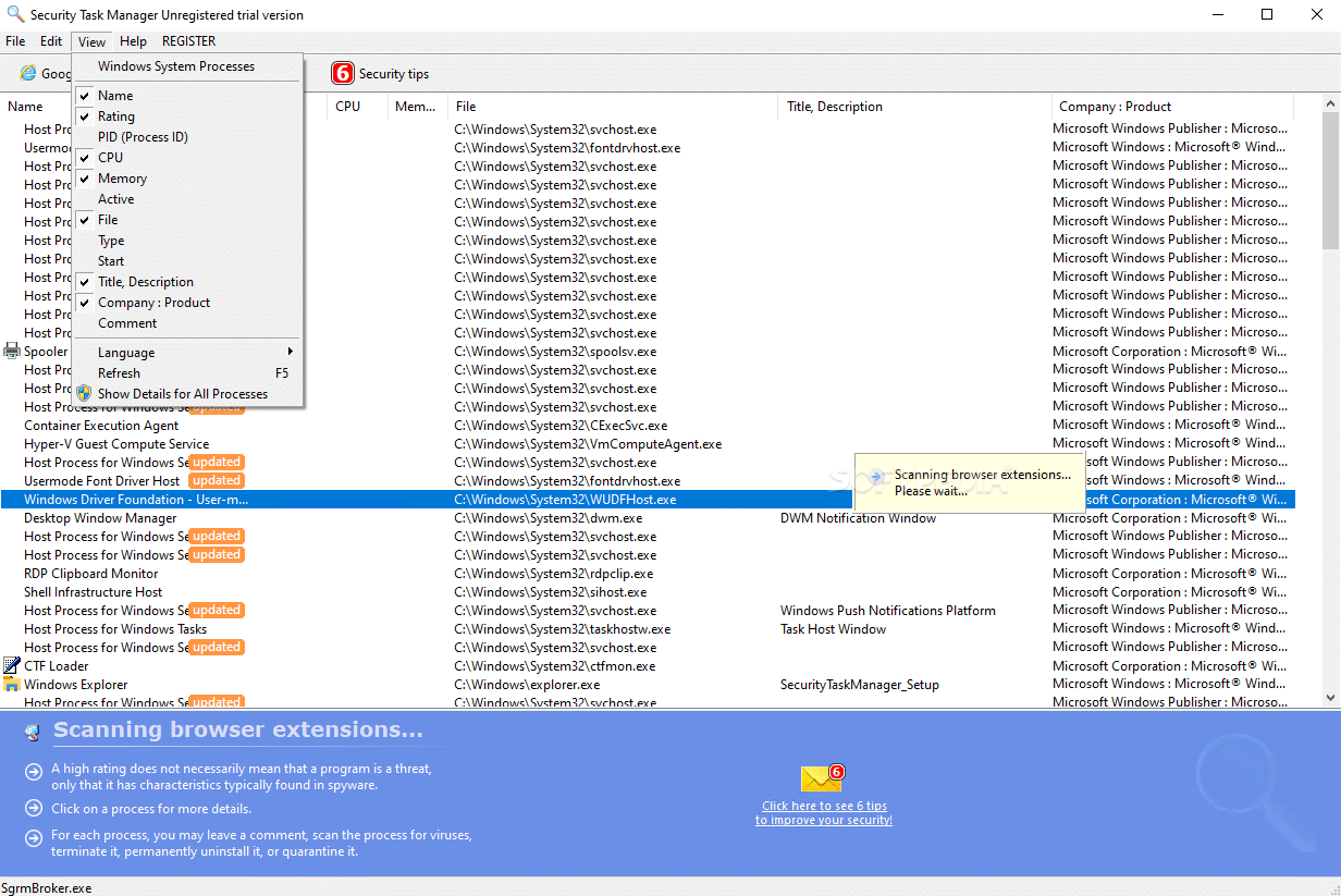 برنامج Security Task Manager | لتحليل جميع العمليات قيد التشغيل على ...