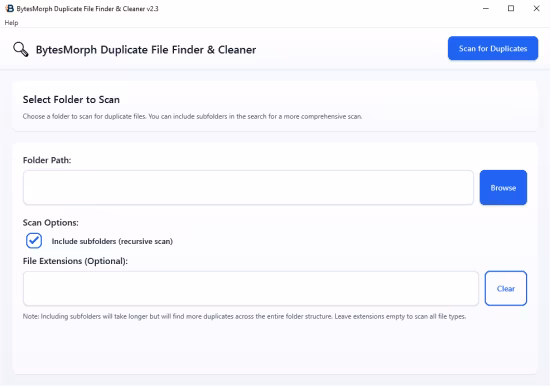 برنامج BytesMorph Duplicate File Finder & Cleaner | لحذف الملفات المكررة