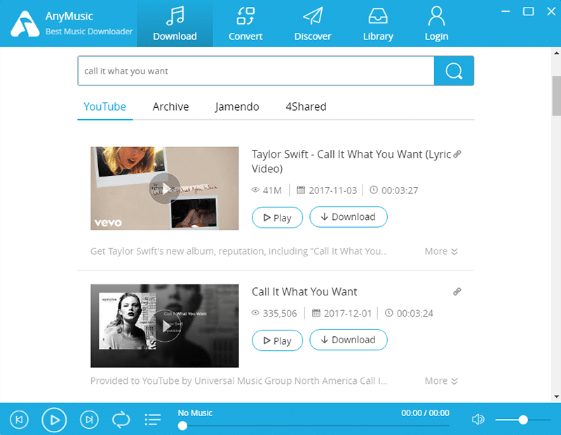 برنامج AmoyShare AnyMusic لتحميل واستماع الموسيقي