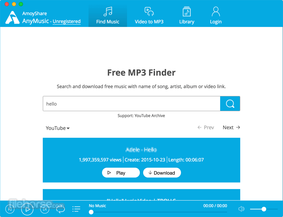 برنامج AmoyShare AnyMusic لتحميل واستماع الموسيقي